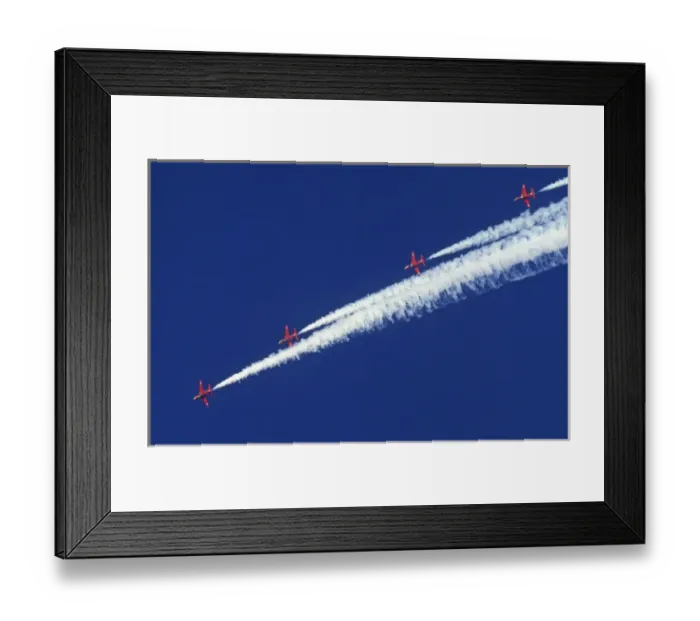 Framed Print : BAe Systems Hawks RAF Red Arrows break Finningley 1983 Framed Print : BAe Systems Hawks RAF Red Arrows break Finningley 1983