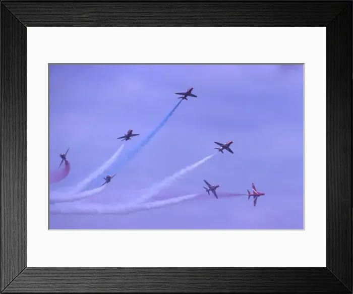Framed Print : BAe Systems Hawks RAF Red Arrows break Swinderby 1983 Framed Print : BAe Systems Hawks RAF Red Arrows break Swinderby 1983