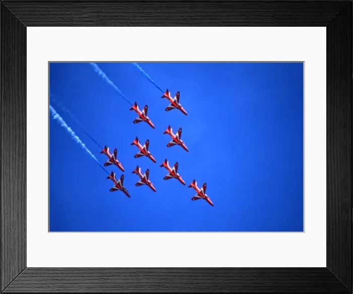 Framed Print : BAe Systems Hawks RAF Red Arrows Tornado formation Framed Print : BAe Systems Hawks RAF Red Arrows Tornado formation