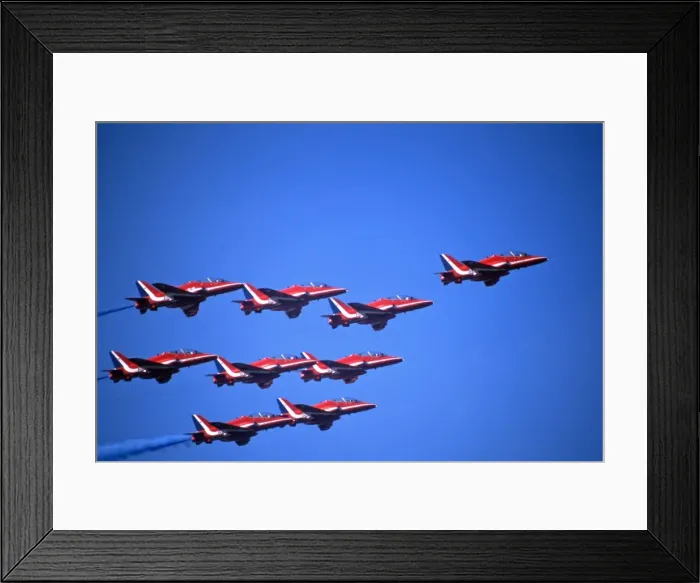 Framed Print : BAe Systems Hawks RAF Red Arrows Tornado formation Framed Print : BAe Systems Hawks RAF Red Arrows Tornado formation