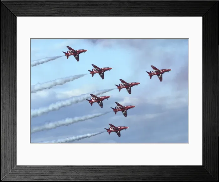 Framed Print : BAe Systems Hawks RAF Red Arrows with wheels down Framed Print : BAe Systems Hawks RAF Red Arrows with wheels down