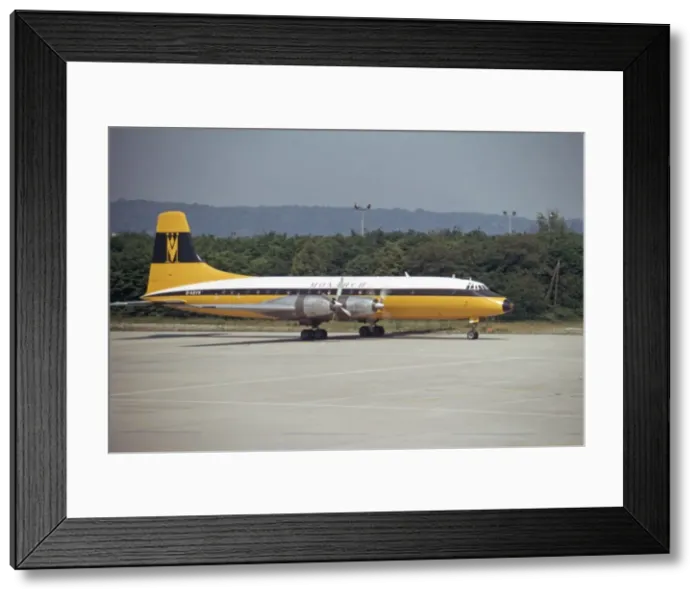 Framed Print : Bristol Britannia 312 G-AOVN Monarch 1970 Framed Print : Bristol Britannia 312 G-AOVN Monarch 1970