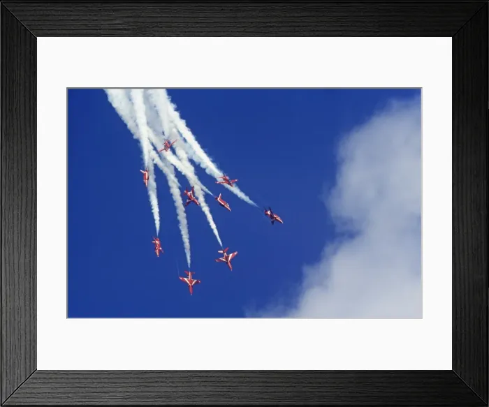Framed Print : BAe Systems Hawks RAF Red Arrows break Binbrook 1982 Framed Print : BAe Systems Hawks RAF Red Arrows break Binbrook 1982