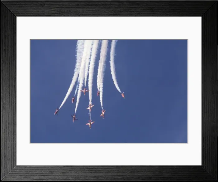 Framed Print : BAe Systems Hawks RAF Red Arrows break 1992 Framed Print : BAe Systems Hawks RAF Red Arrows break 1992
