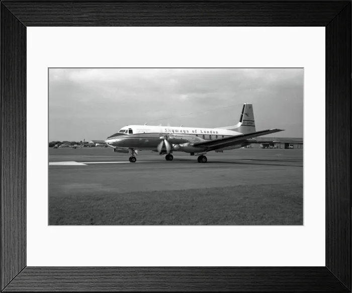 Framed Print : Avro 748 G-ARMV Skyways of London Farnborough 1961 Framed Print : Avro 748 G-ARMV Skyways of London Farnborough 1961