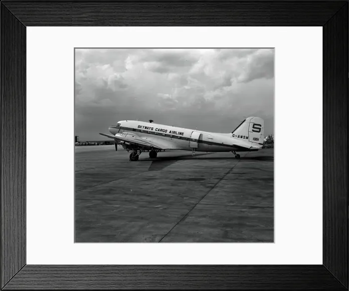 Framed Print : Douglas DC-3 G-AMSM Skyways Air Cargo Gatwick 1978 Framed Print : Douglas DC-3 G-AMSM Skyways Air Cargo Gatwick 1978