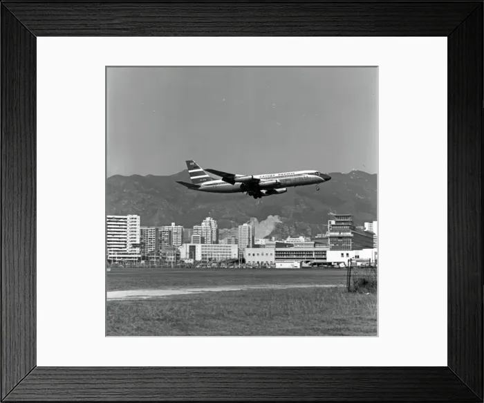 Framed Print : Convair CV880M VR-HFS Cathay Pacific landing Kai Tak - HK Framed Print : Convair CV880M VR-HFS Cathay Pacific landing Kai Tak - HK