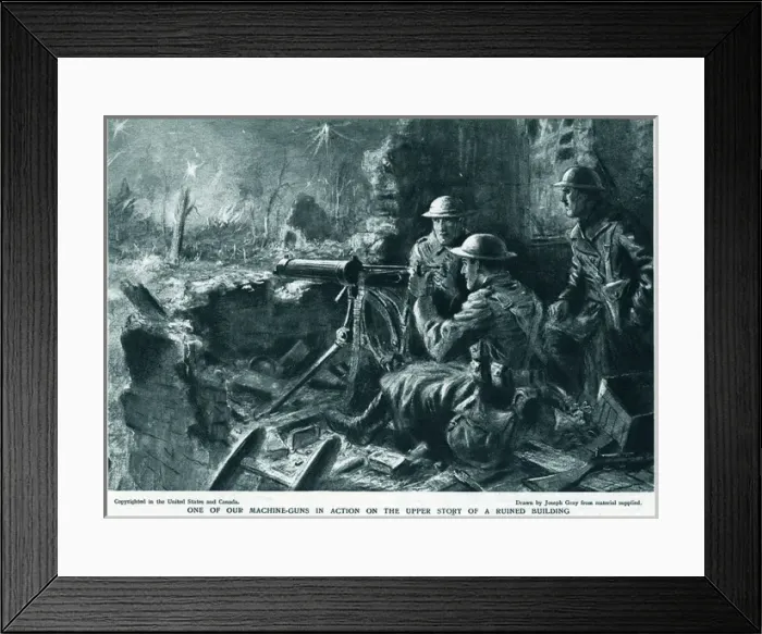 Framed Print : WW1 - Machine Gunners in action Framed Print : WW1 - Machine Gunners in action