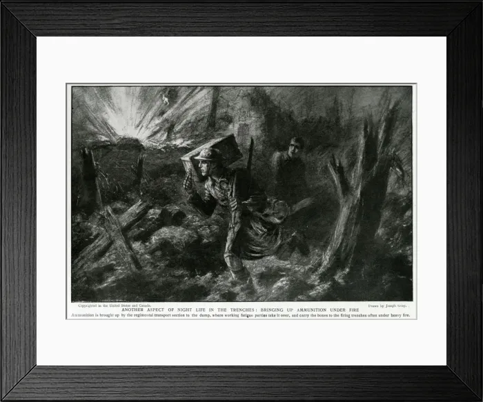 Framed Print : WW1 - Trench warfare and ammunition transportation at night Framed Print : WW1 - Trench warfare and ammunition transportation at night