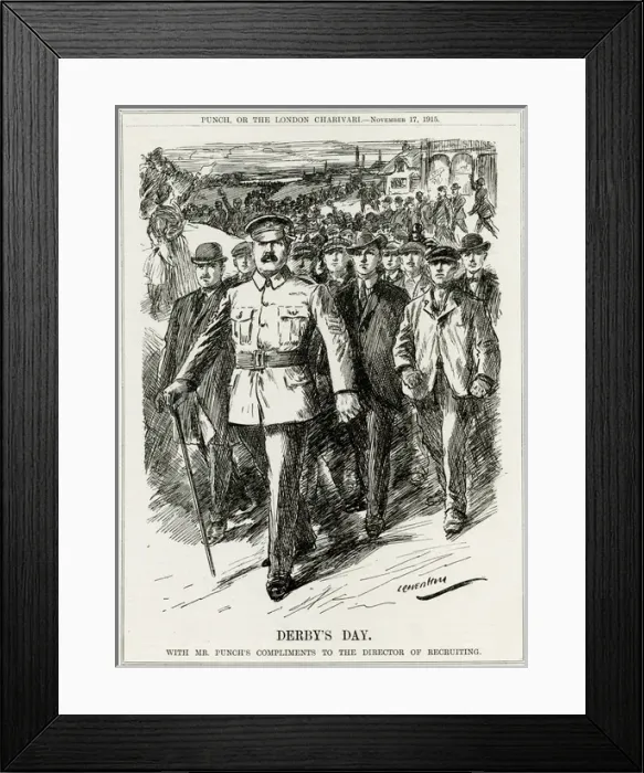Framed Print : WW1 - Lord Derbys Recruitment Drive - November 17th 1915 Framed Print : WW1 - Lord Derbys Recruitment Drive - November 17th 1915