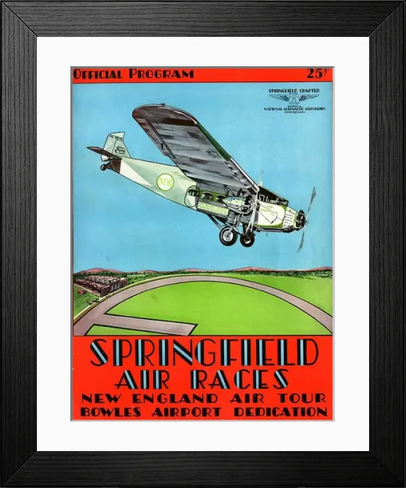 Framed Print : Advert for Springfield, Massachutsetts Air Races, 30 Ma Framed Print : Advert for Springfield, Massachutsetts Air Races, 30 Ma