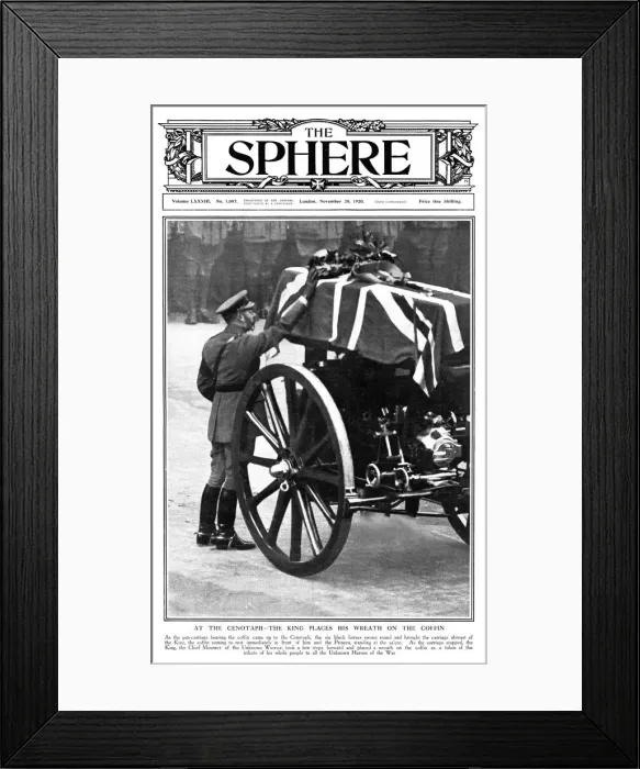 Framed Print : Sphere cover - King places wreath on unknown warrior coffin Framed Print : Sphere cover - King places wreath on unknown warrior coffin
