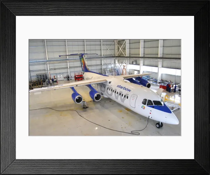 Framed Print : BAe 146-300 of Starbow, Ghana in Aerostar hangar - PR 0 Framed Print : BAe 146-300 of Starbow, Ghana in Aerostar hangar - PR 0