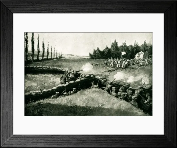 Framed Print : WW1 - German attack under the cover of the white flag Framed Print : WW1 - German attack under the cover of the white flag