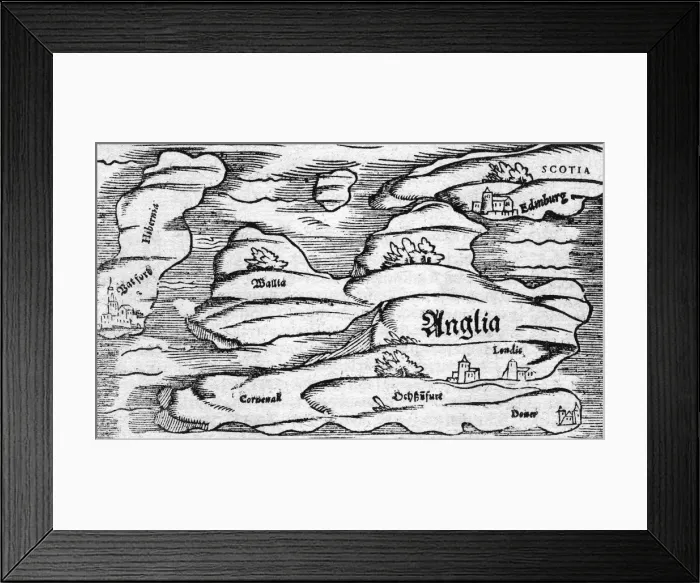 Framed Print : A map of Britain, mid 16th century Framed Print : A map of Britain, mid 16th century