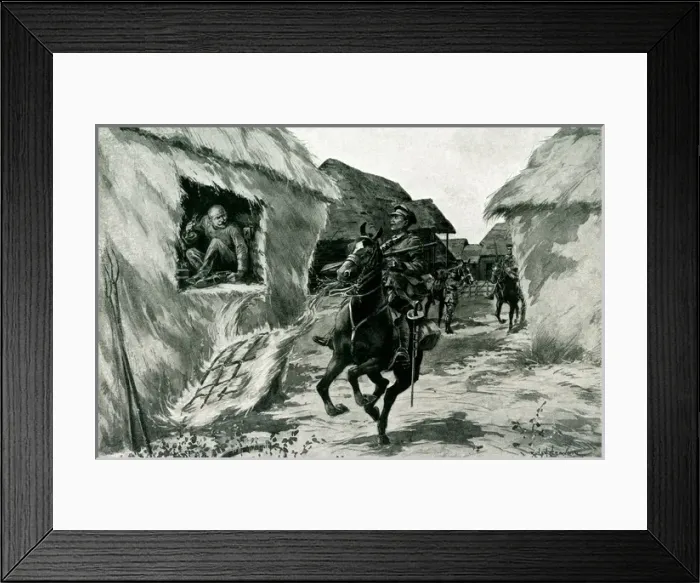 Framed Print : WW1 - British Horse unmasks a German spy hidden in haystack Framed Print : WW1 - British Horse unmasks a German spy hidden in haystack