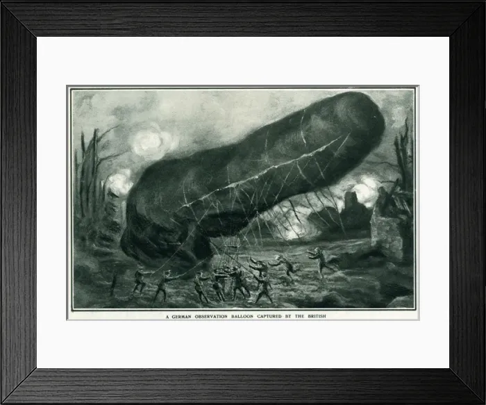 Framed Print : WW1 - German observation ballon captured by the British Framed Print : WW1 - German observation ballon captured by the British