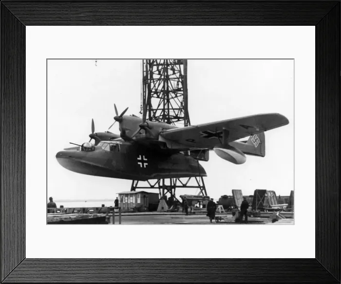 Framed Print : Blohm u Voss BV138C being hoisted into the water Used f Framed Print : Blohm u Voss BV138C being hoisted into the water Used f
