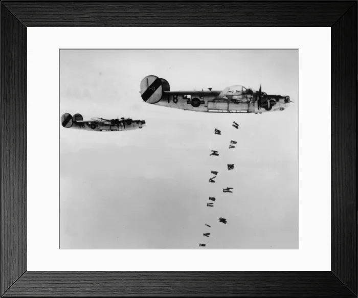 Framed Print : Consolidated B-24J pair aloft bombing Framed Print : Consolidated B-24J pair aloft bombing