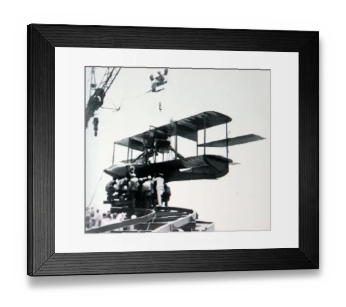 Framed Print : Curtiss AB-3 of the USMC being hoisted aboard USS North Framed Print : Curtiss AB-3 of the USMC being hoisted aboard USS North
