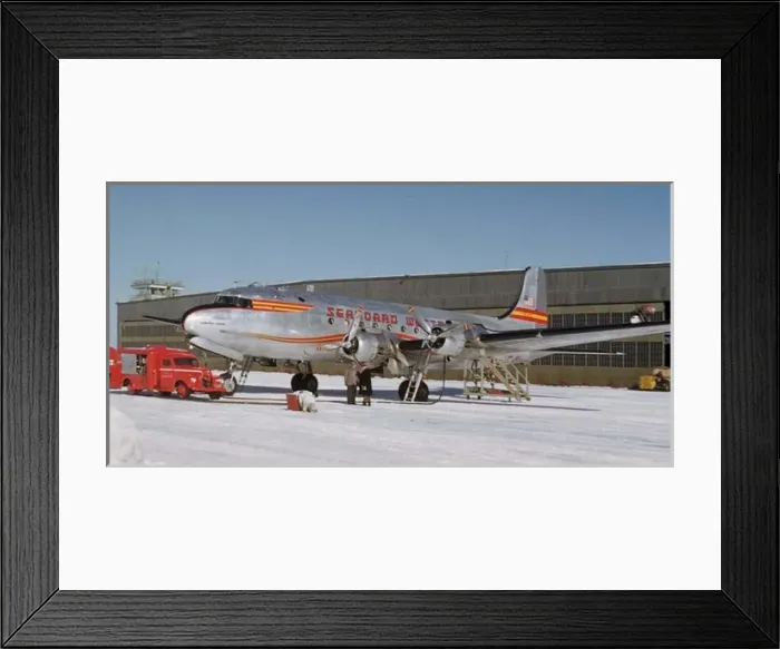 Framed Print : Douglas DC-4 of Seaboard World (forward view, on the gr Framed Print : Douglas DC-4 of Seaboard World (forward view, on the gr