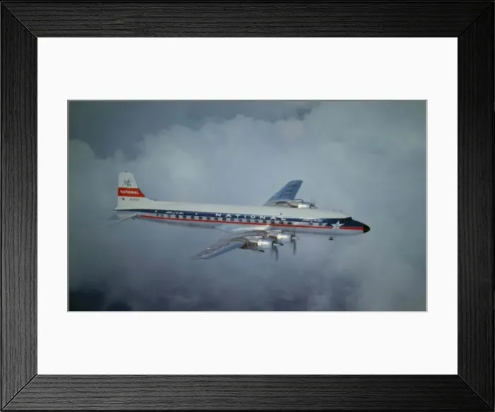 Framed Print : Douglas DC-7B of National (forward view) aloft