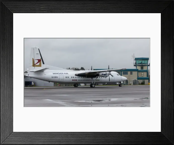 Framed Print : Fokker 50 of Minoan Air inaugural sat Oxford, 4 March 2 Framed Print : Fokker 50 of Minoan Air inaugural sat Oxford, 4 March 2