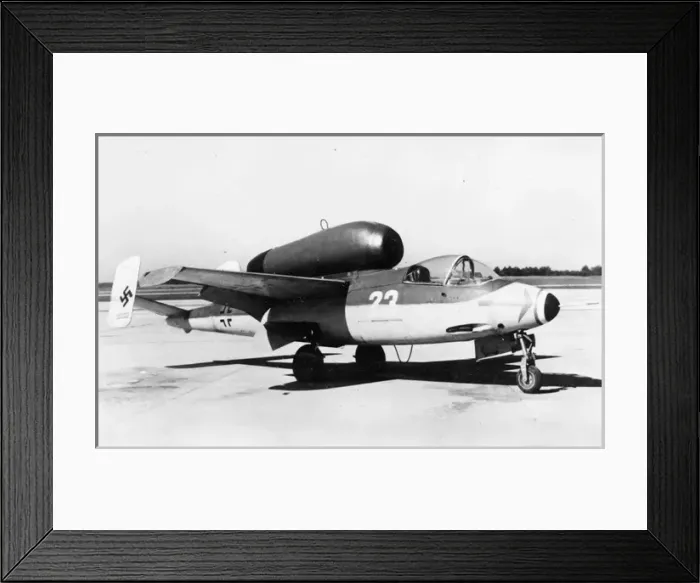Framed Print : Heinkel He 162A -captured examples of the type were tes Framed Print : Heinkel He 162A -captured examples of the type were tes