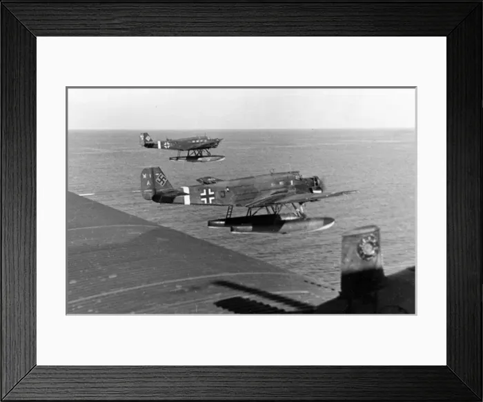 Framed Print : Junkers Ju 523mw pair (aft) flying to Crete Framed Print : Junkers Ju 523mw pair (aft) flying to Crete