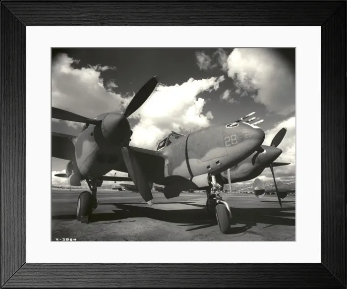 Framed Print : Lockheed P-38-this nose close up shows the fighters co Framed Print : Lockheed P-38-this nose close up shows the fighters co