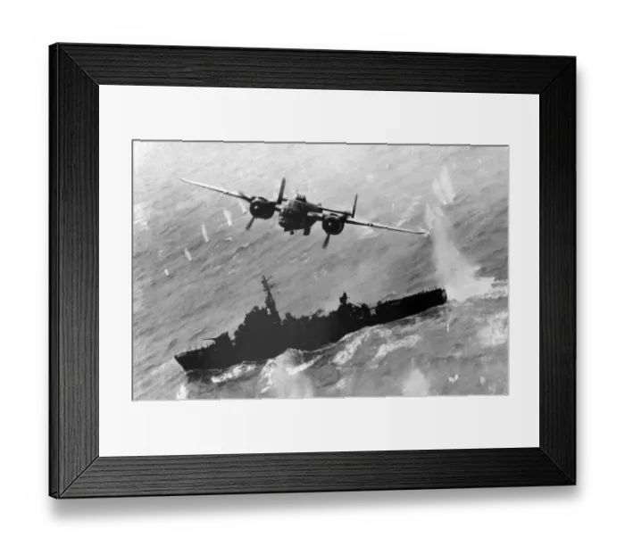 Framed Print : North American B-25 Mitchell -shown attacking Japanese Framed Print : North American B-25 Mitchell -shown attacking Japanese
