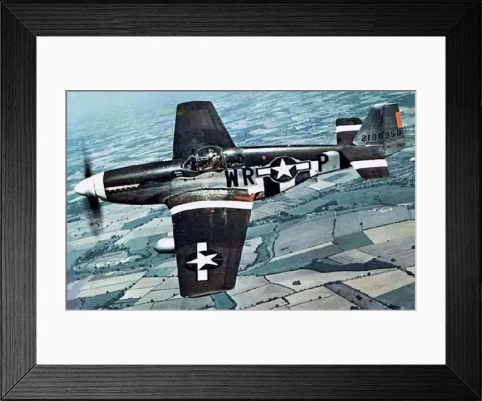 Framed Print : North American P-51B (side view) aloft from above of WR Framed Print : North American P-51B (side view) aloft from above of WR