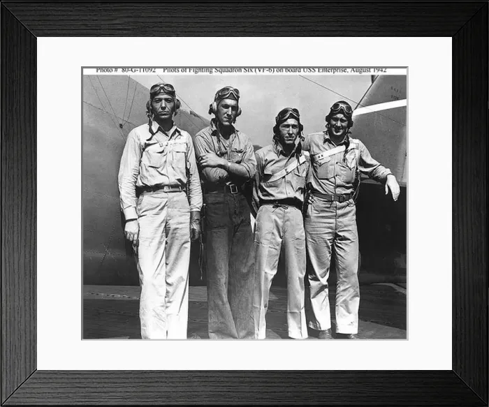 Framed Print : Pilots of VF-6 on USS Enterprise, August 1942 Framed Print : Pilots of VF-6 on USS Enterprise, August 1942
