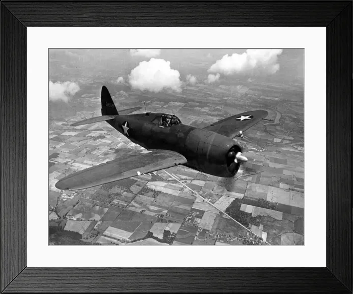 Framed Print : Republic P-47 (forward view) aloft from above Framed Print : Republic P-47 (forward view) aloft from above