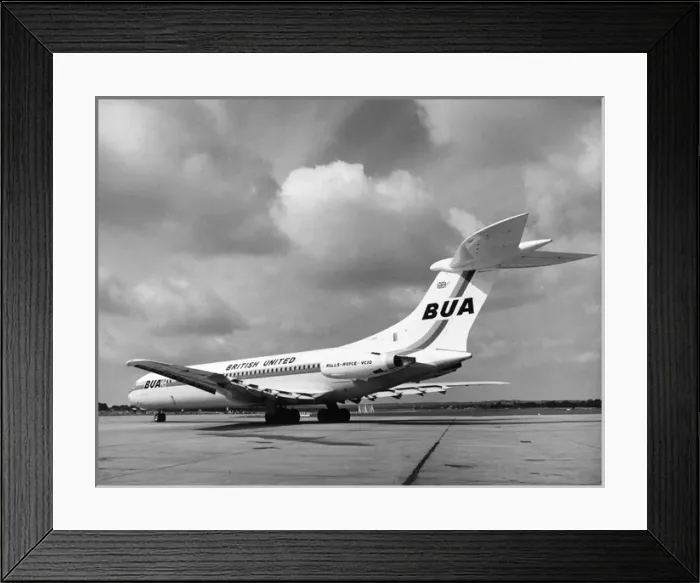Framed Print : Vickers VC-10 (aft) parked of British United Framed Print : Vickers VC-10 (aft) parked of British United