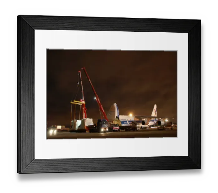 Framed Print : Volga Dnepr Airlines delivering oil and gas equipment f