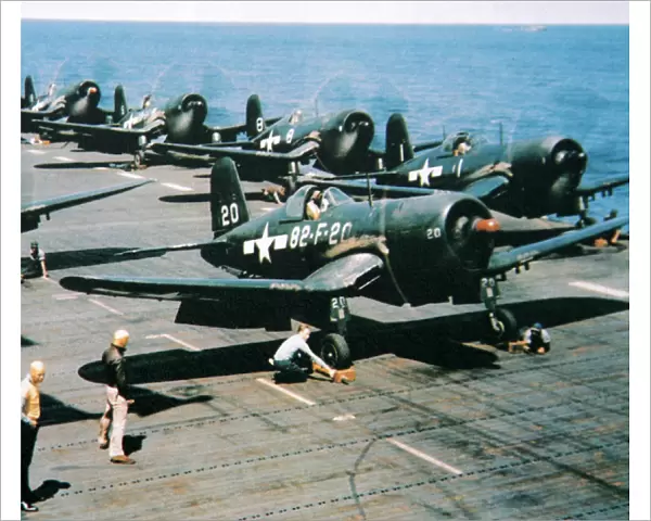 Vought F4U-4 Corsair -ready to launch of aboard USS Ran