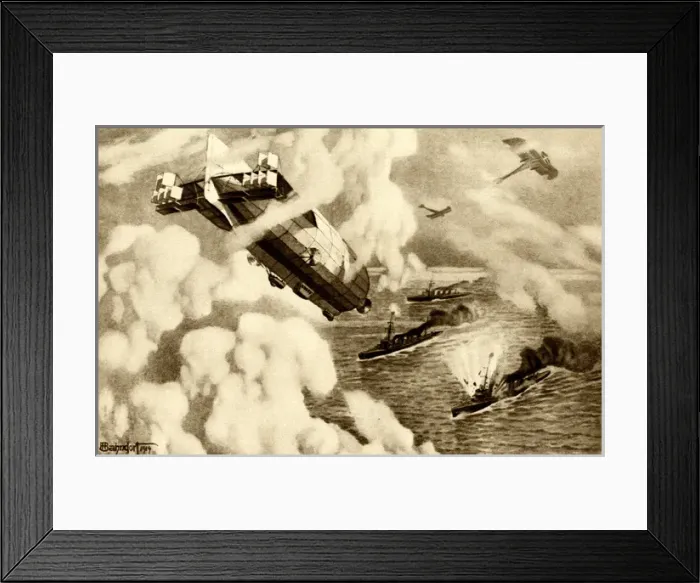 Framed Print : WW1 - German aircraft views the English Navy - North Sea Framed Print : WW1 - German aircraft views the English Navy - North Sea