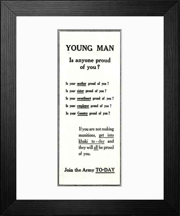 Framed Print : WW1 - Recruitment Advertisement Framed Print : WW1 - Recruitment Advertisement