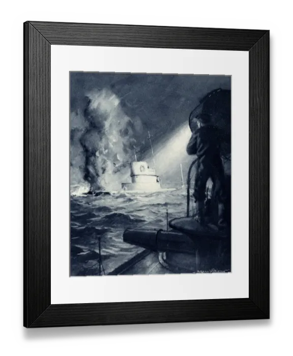 Framed Print : WW1 - HMS Badger rams U-19 German Navy U-Boat, 1914 Framed Print : WW1 - HMS Badger rams U-19 German Navy U-Boat, 1914