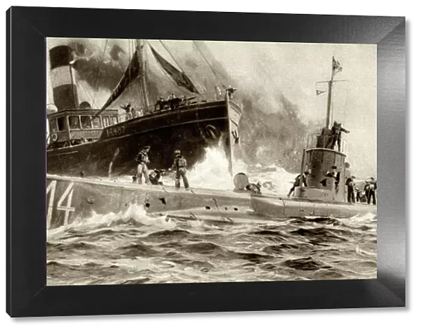 WW1 - U-14 rammed by British steam trawler, the Oceanic II