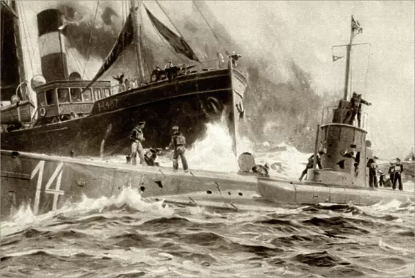 WW1 - U-14 rammed by British steam trawler, the Oceanic II