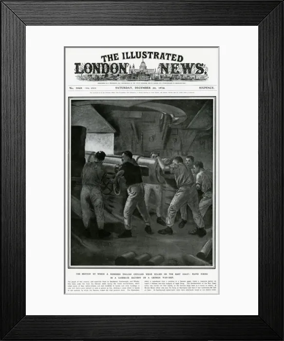 Framed Print : Bombardment of Scarborough - German navy gun-crew Framed Print : Bombardment of Scarborough - German navy gun-crew