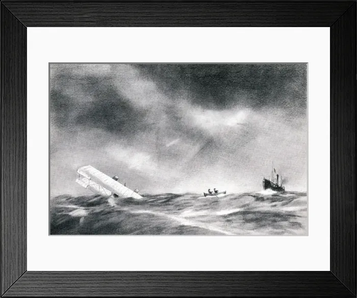 Framed Print : WW1 - Seaplane crash, 1915 Framed Print : WW1 - Seaplane crash, 1915