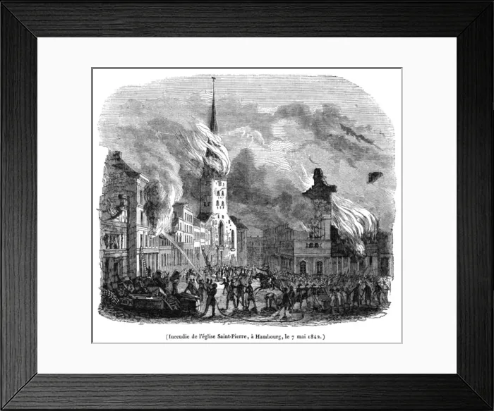 Framed Print : Hamburg fire 1842 Framed Print : Hamburg fire 1842
