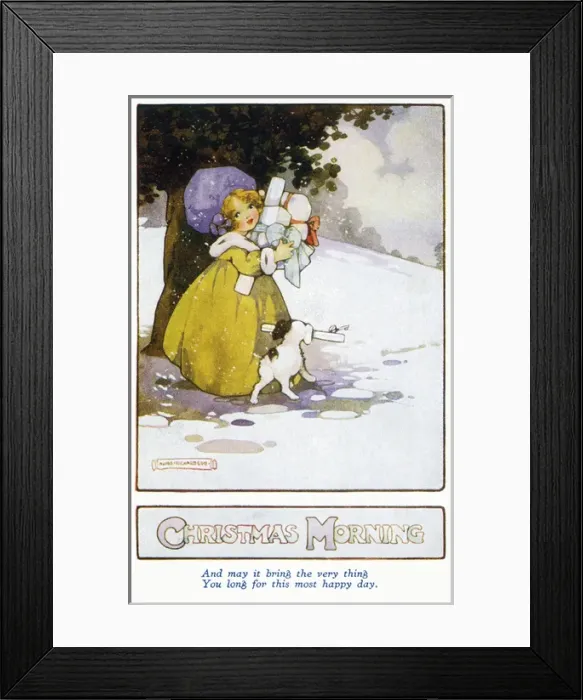 Framed Print : Girl with an Xmas parcels Framed Print : Girl with an Xmas parcels
