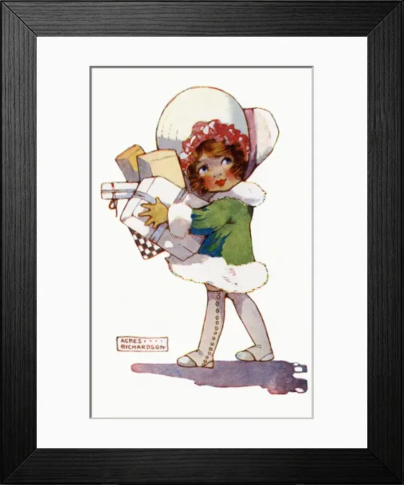 Framed Print : Girl with Xmas parcels Framed Print : Girl with Xmas parcels