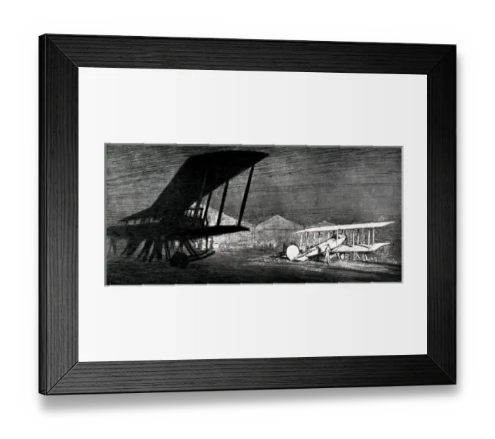 Framed Print : WW1 - A scene at night on a British airfield Framed Print : WW1 - A scene at night on a British airfield