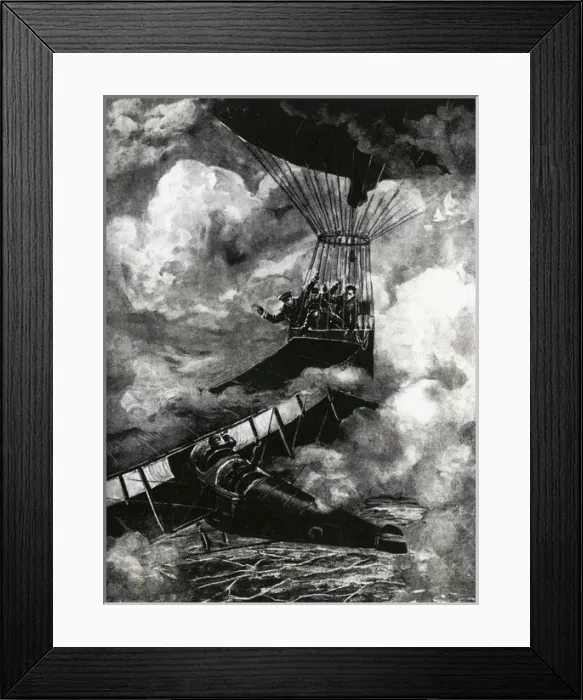 Framed Print : WW1 - Close encounter between aeroplane and balloon Framed Print : WW1 - Close encounter between aeroplane and balloon