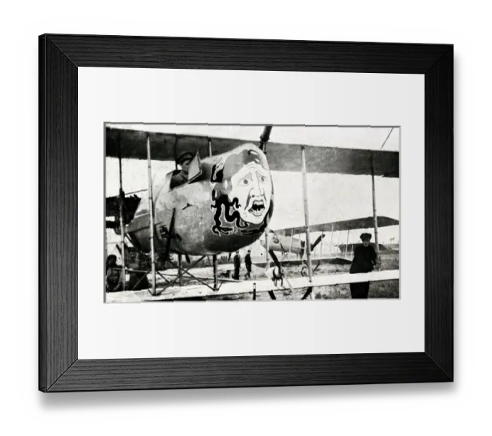 Framed Print : WW1 - Decorated Belgian aeroplanes - Medussas Head Framed Print : WW1 - Decorated Belgian aeroplanes - Medussas Head